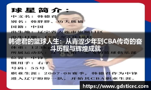 韩德君的篮球人生:从青涩少年到CBA传奇的奋斗历程与辉煌成就